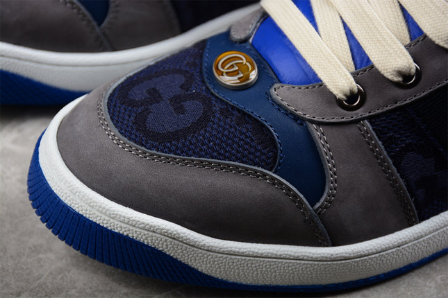 Gucci Blue and Grey Web Stripe Sneaker