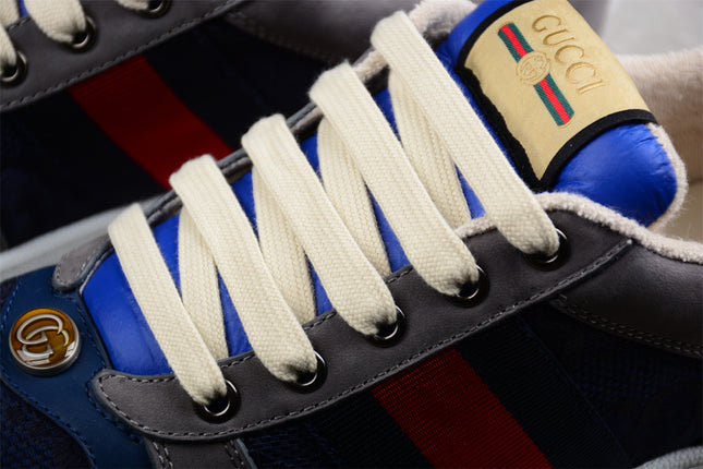 Gucci Blue and Grey Web Stripe Sneaker