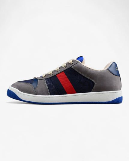 Gucci Blue and Grey Web Stripe Sneaker
