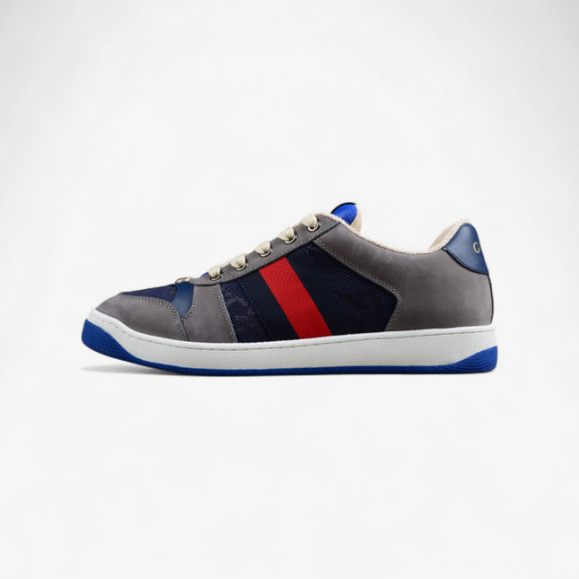 Gucci Blue and Grey Web Stripe Sneaker