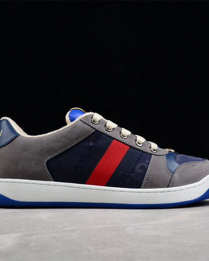 Gucci Blue and Grey Web Stripe Sneaker