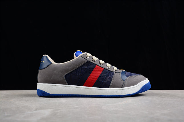 Gucci Blue and Grey Web Stripe Sneaker