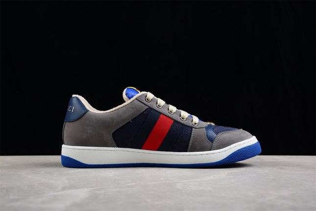 Gucci Blue and Grey Web Stripe Sneaker