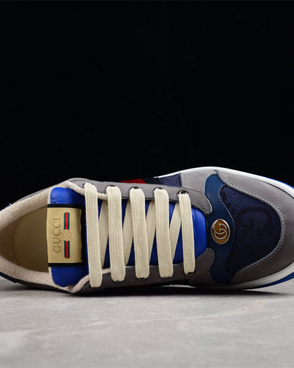 Gucci Blue and Grey Web Stripe Sneaker
