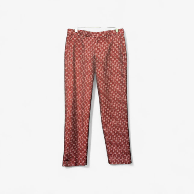 Gucci Burgundy GG Monogram Silk Pants