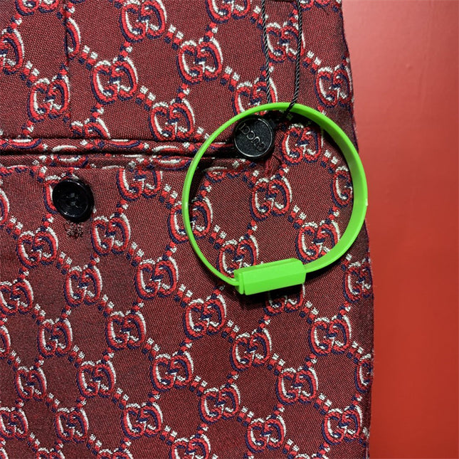 Gucci Burgundy GG Monogram Silk Pants