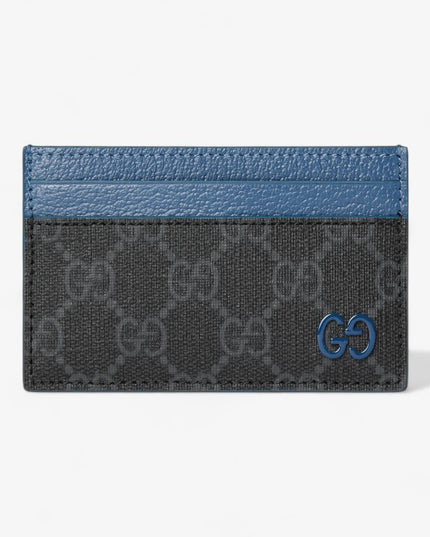 Gucci Card Case Supreme Canvas Blue Leather