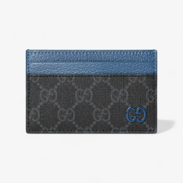 Gucci Card Case Supreme Canvas Blue Leather
