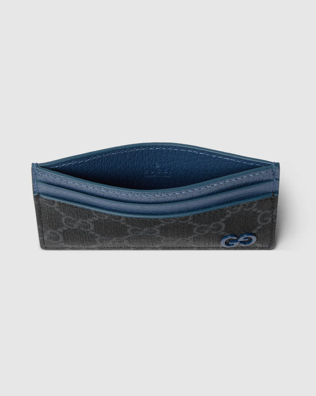 Gucci Card Case Supreme Canvas Blue Leather