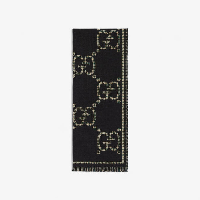 Gucci Check GG Wool Jacquard Scarf – Black & Multicolor