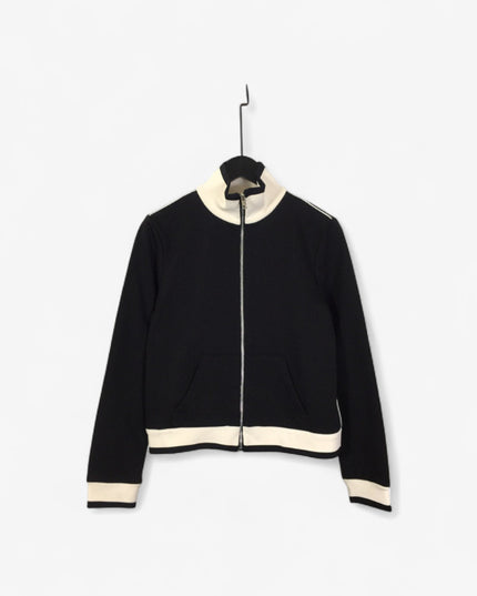 Gucci Contrast Trim Zip-Up Jersey Jacket – Black/White