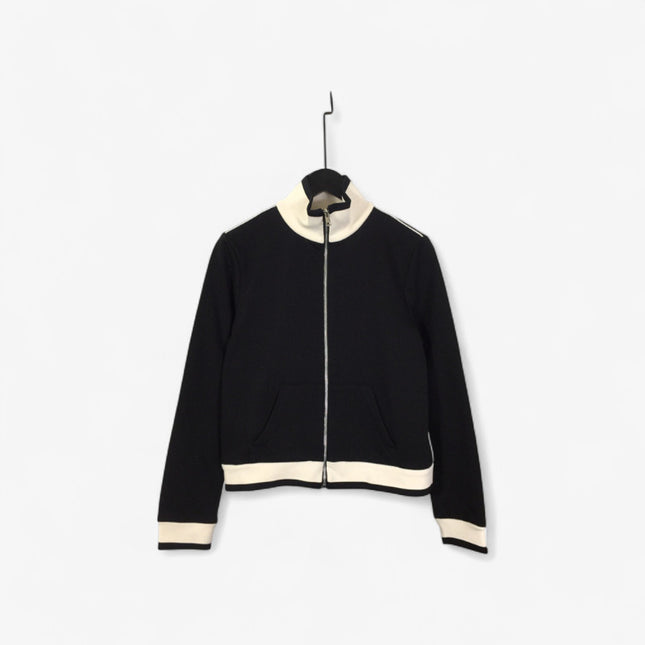 Gucci Contrast Trim Zip-Up Jersey Jacket – Black/White