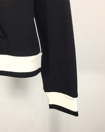 Gucci Contrast Trim Zip-Up Jersey Jacket – Black/White