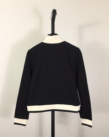 Gucci Contrast Trim Zip-Up Jersey Jacket – Black/White