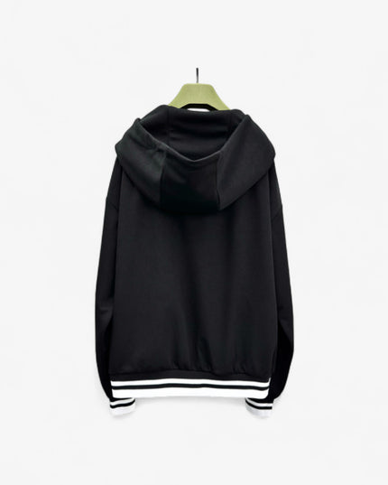 Gucci Cotton-Jersey Zip Hoodie with Embroidered Logo (Black)