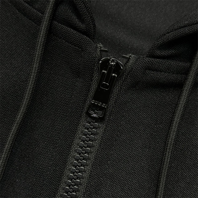 Gucci Cotton-Jersey Zip Hoodie with Embroidered Logo (Black)