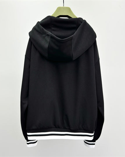 Gucci Cotton-Jersey Zip Hoodie with Embroidered Logo (Black)