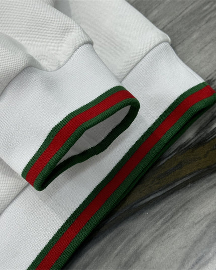 Gucci Cotton Jersey Sweatshirt with Green‑Red Web Trim and Logo Patch