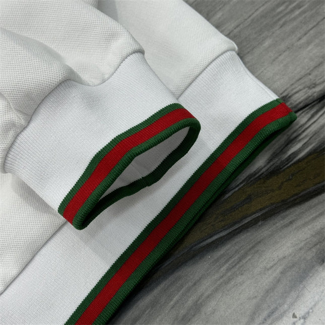 Gucci Cotton Jersey Sweatshirt with Green‑Red Web Trim and Logo Patch