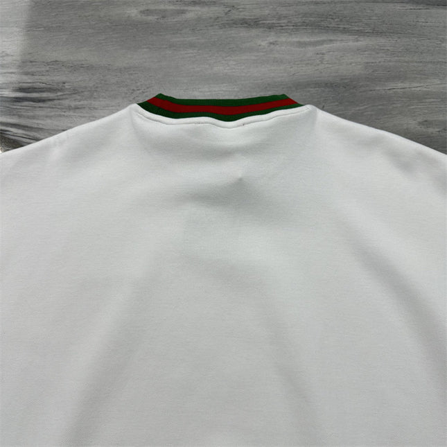 Gucci Cotton Jersey Sweatshirt with Green‑Red Web Trim and Logo Patch