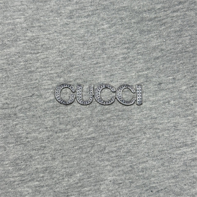 Gucci Cotton‑jersey T‑shirt With Green‑red Web Collar (Grey)