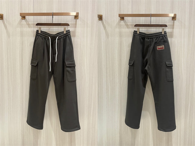 Gucci Dark Grey Cargo Joggers with Contrast Drawstring