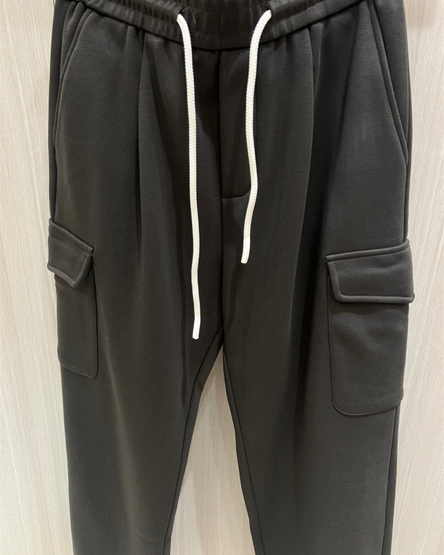 Gucci Dark Grey Cargo Joggers with Contrast Drawstring