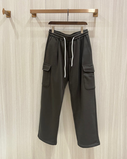 Gucci Dark Grey Cargo Joggers with Contrast Drawstring