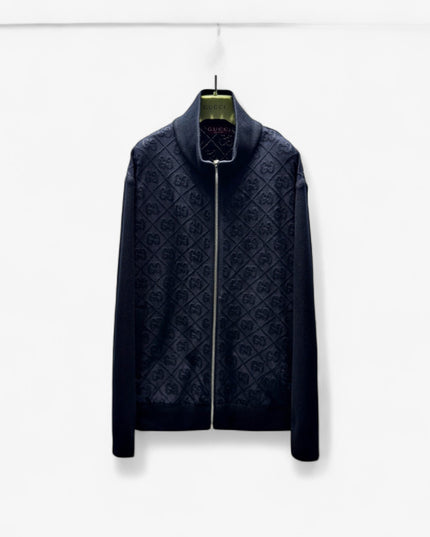 Gucci Diamond GG Knit Zip-Up Jacket – Black