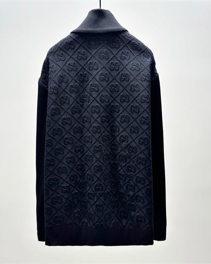 Gucci Diamond GG Knit Zip-Up Jacket – Black