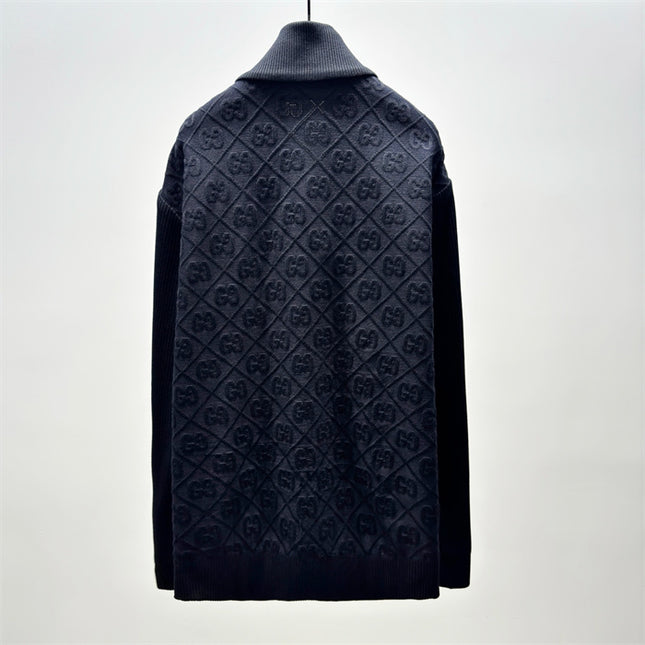 Gucci Diamond GG Knit Zip-Up Jacket – Black