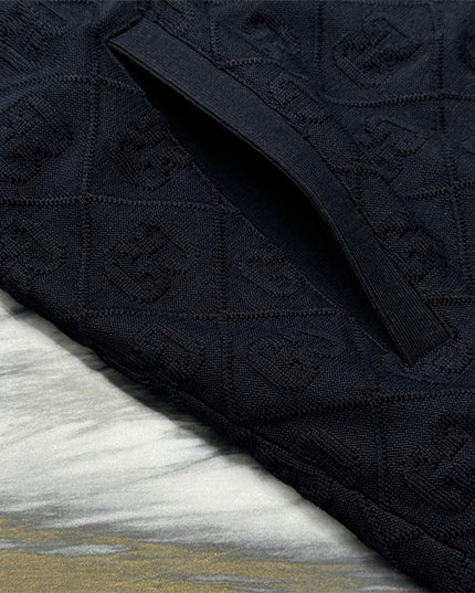 Gucci Diamond GG Knit Zip-Up Jacket – Black