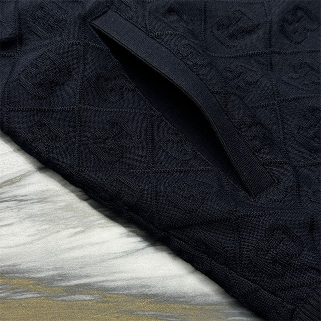 Gucci Diamond GG Knit Zip-Up Jacket – Black