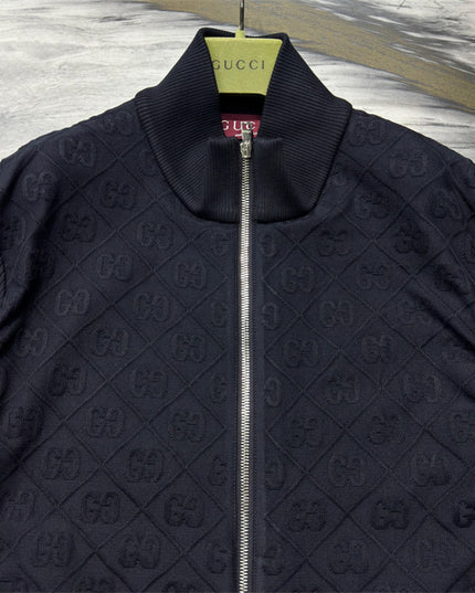 Gucci Diamond GG Knit Zip-Up Jacket – Black