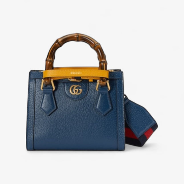 Gucci Diana Royal Blue Leather Mini Tote Bag with Bamboo Handles