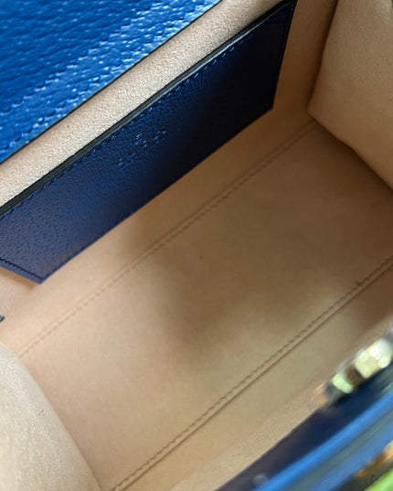 Gucci Diana Royal Blue Leather Mini Tote Bag with Bamboo Handles