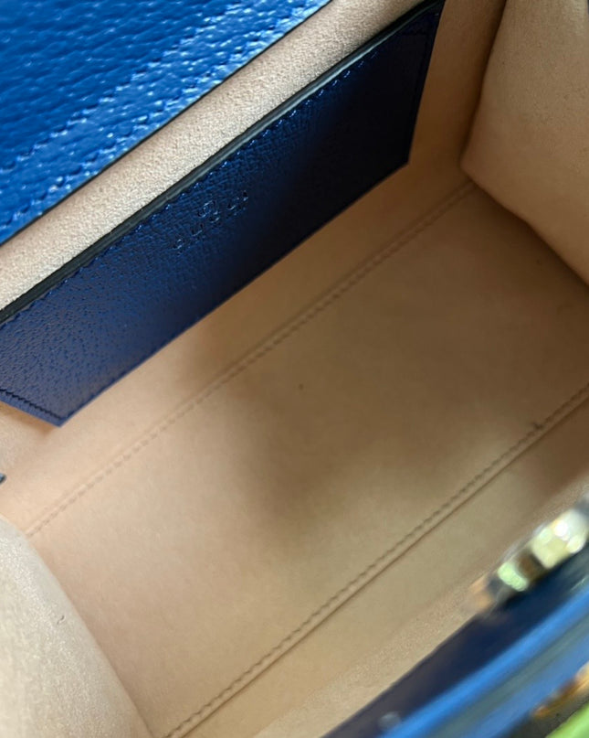 Gucci Diana Royal Blue Leather Mini Tote Bag with Bamboo Handles