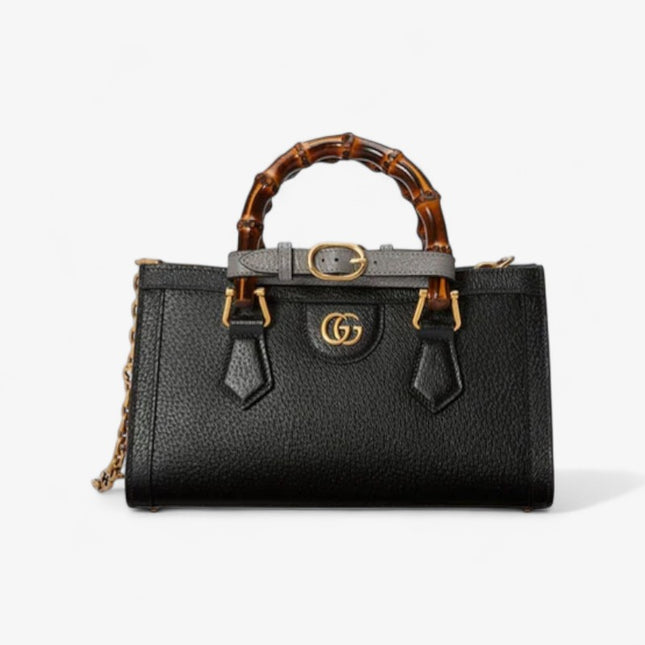 Gucci Diana Small Black Leather Tote Bag with Bamboo Handles