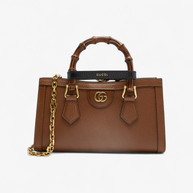 Gucci Diana Small Brown Leather Tote Bag with Bamboo Handles