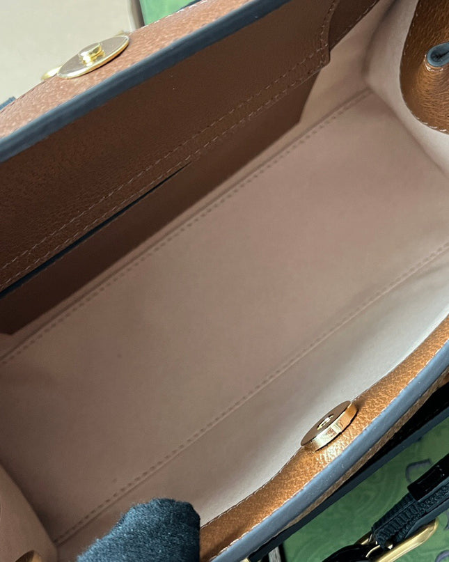 Gucci Diana Small Brown Leather Tote Bag with Bamboo Handles