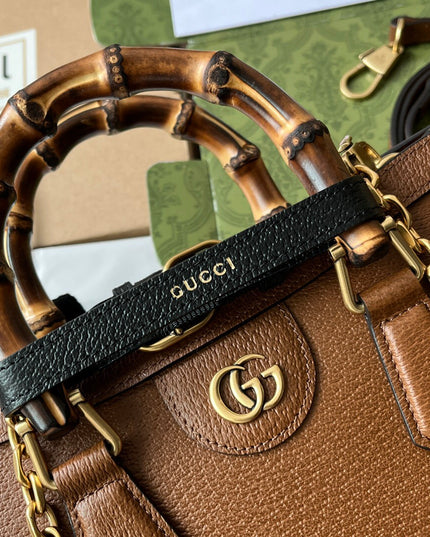Gucci Diana Small Brown Leather Tote Bag with Bamboo Handles