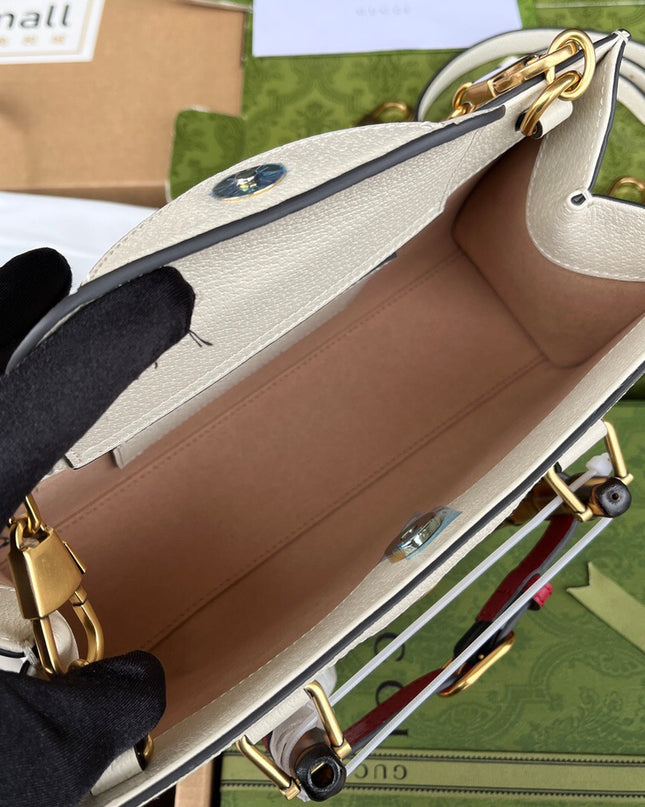 Gucci Diana Small White Leather Tote Bag with Bamboo Handles