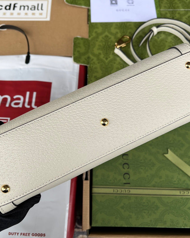Gucci Diana Small White Leather Tote Bag with Bamboo Handles