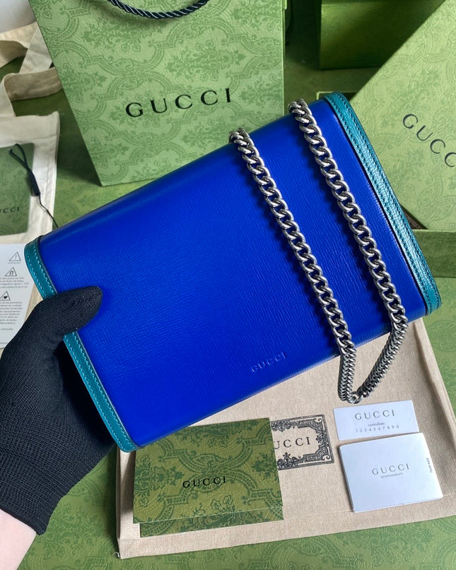 Gucci Dionysus Blue Leather Mini Chain Bag 401231