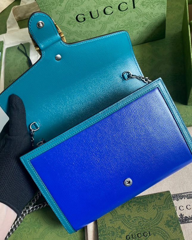 Gucci Dionysus Blue Leather Mini Chain Bag 401231