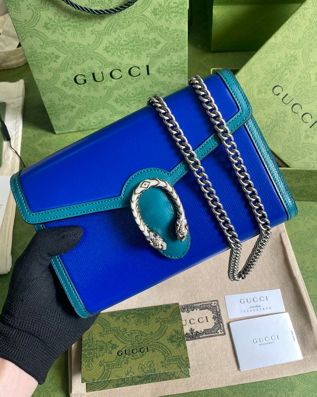 Gucci Dionysus Blue Leather Mini Chain Bag 401231
