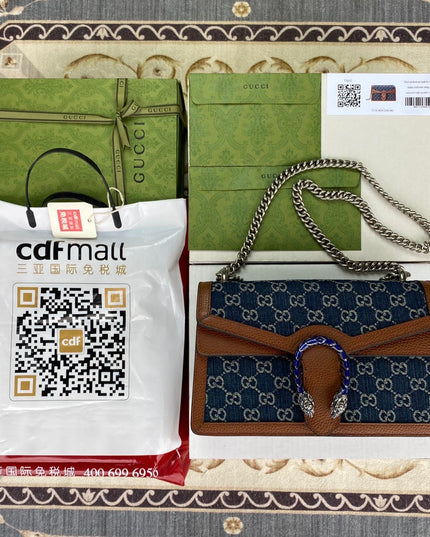 Gucci Dionysus Denim Monogram Small Shoulder Bag 400249