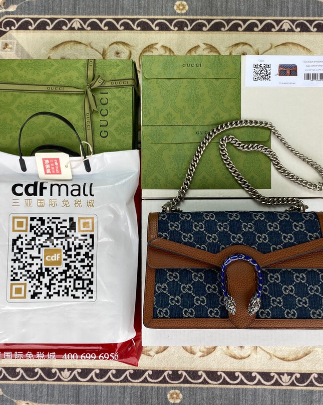 Gucci Dionysus Denim Monogram Small Shoulder Bag 400249