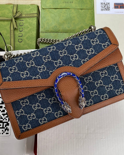 Gucci Dionysus Denim Monogram Small Shoulder Bag 400249