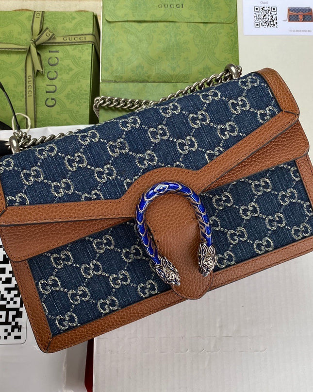 Gucci Dionysus Denim Monogram Small Shoulder Bag 400249